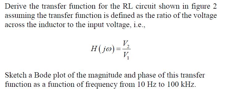 Solved Derive the transfer function for the RL circuit shown | Chegg.com