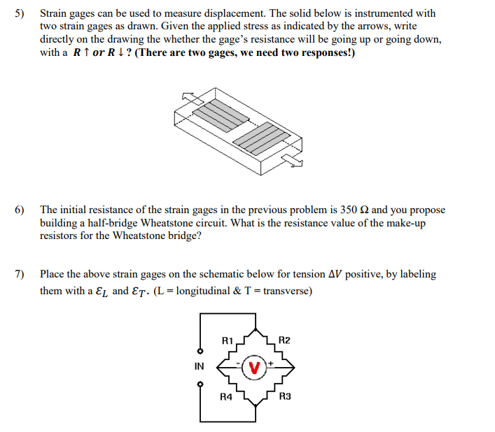 Solved Strain gages can be used to measure displacement. The | Chegg.com