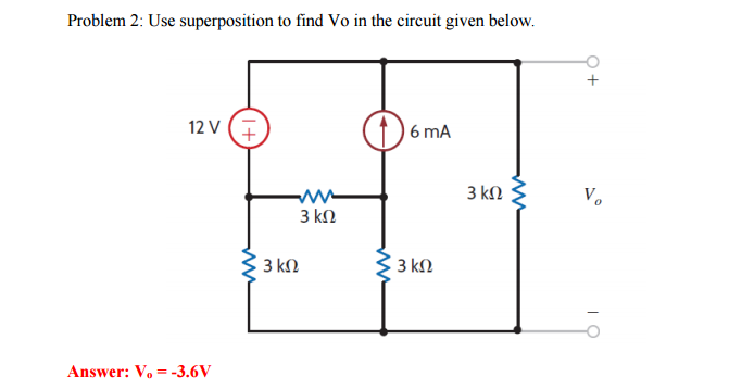 Solved Use superposition to find V_o in the circuit given | Chegg.com