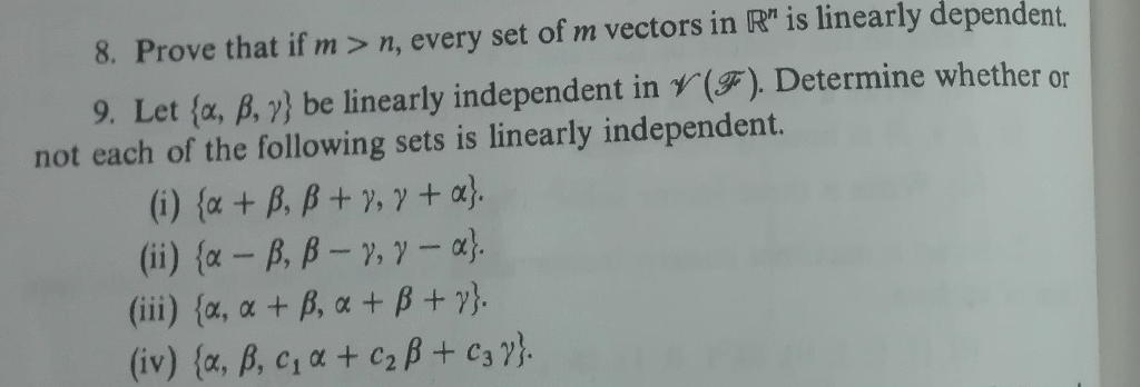 Solved Prove that if m > n, every set of m vectors in R^n is | Chegg.com