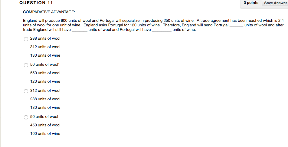 Solved QUESTION 11 3 points Save Answer COMPARATIVE | Chegg.com