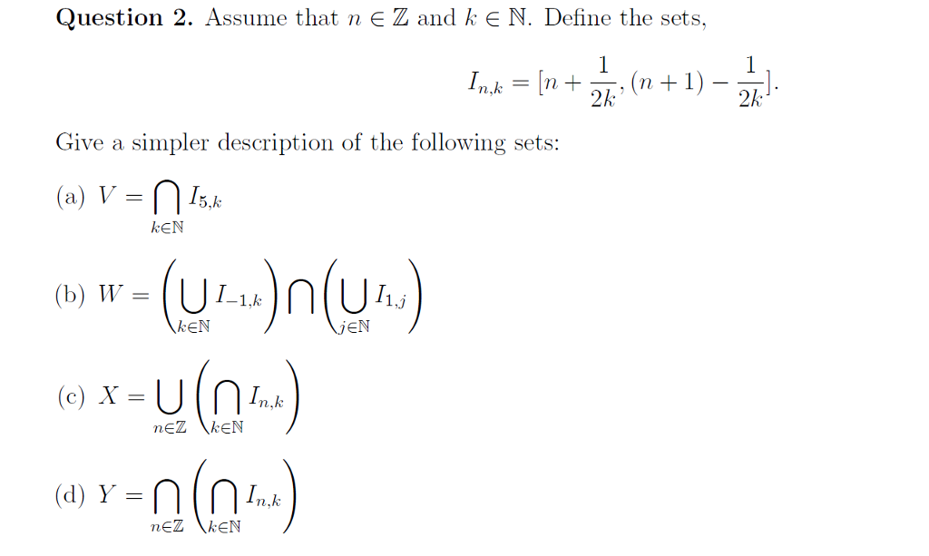 Solved Question 2 Assume That N E Z Andk E N Define The
