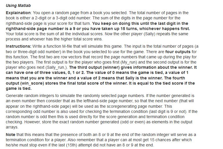 Solved: Using Matlab Explaination: You Open A Random Page ... | Chegg.com