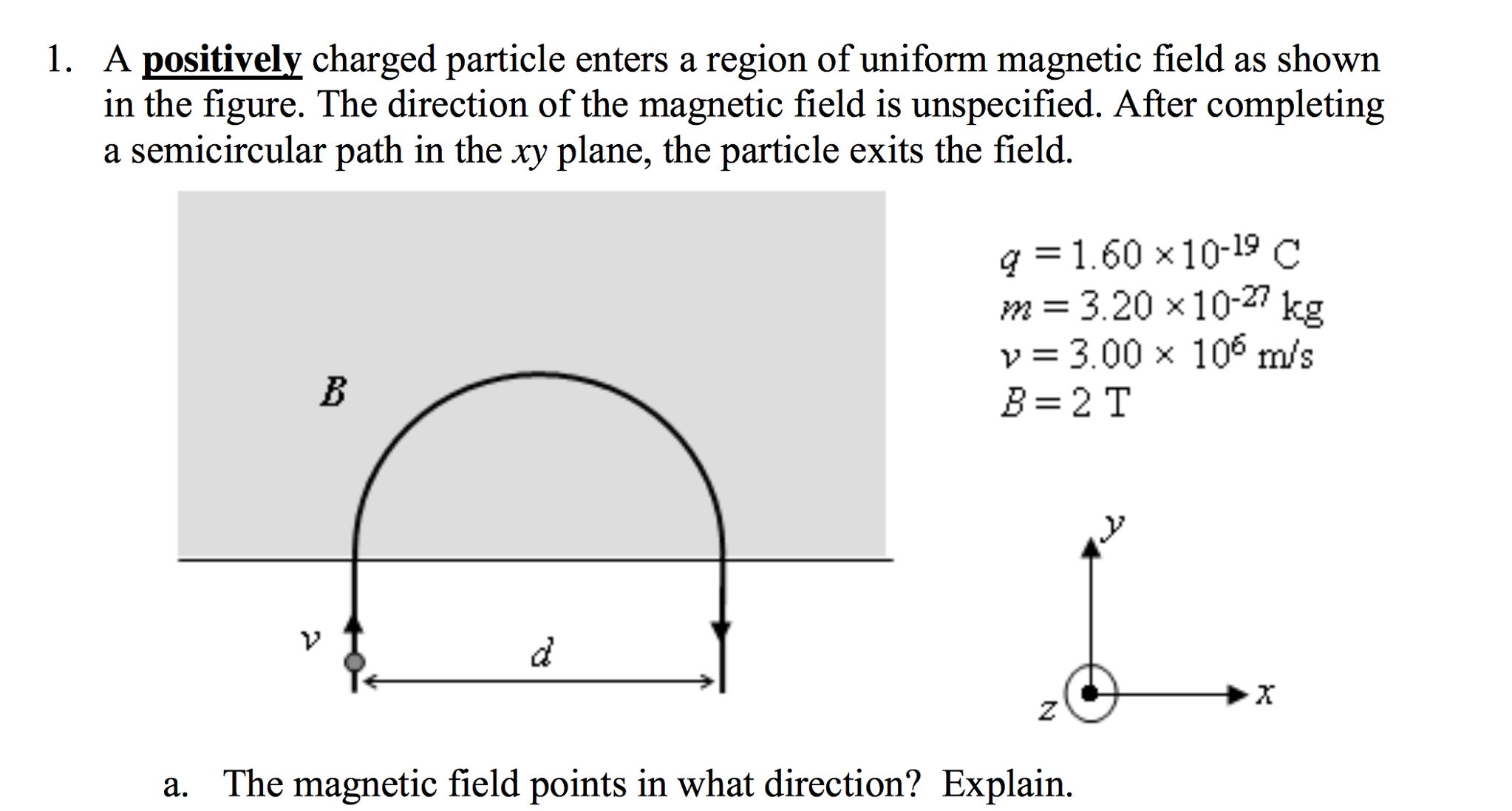 Solved A positively charged particle enters a region of | Chegg.com