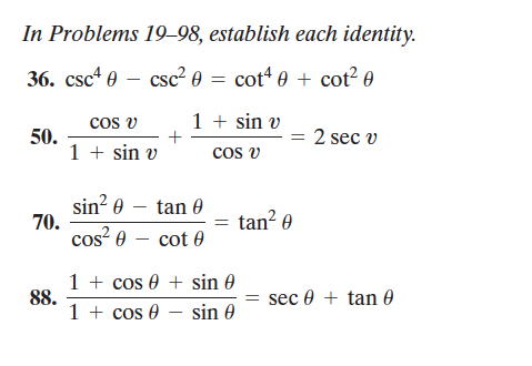 Solved In Problems 19-98, establish each identity. | Chegg.com