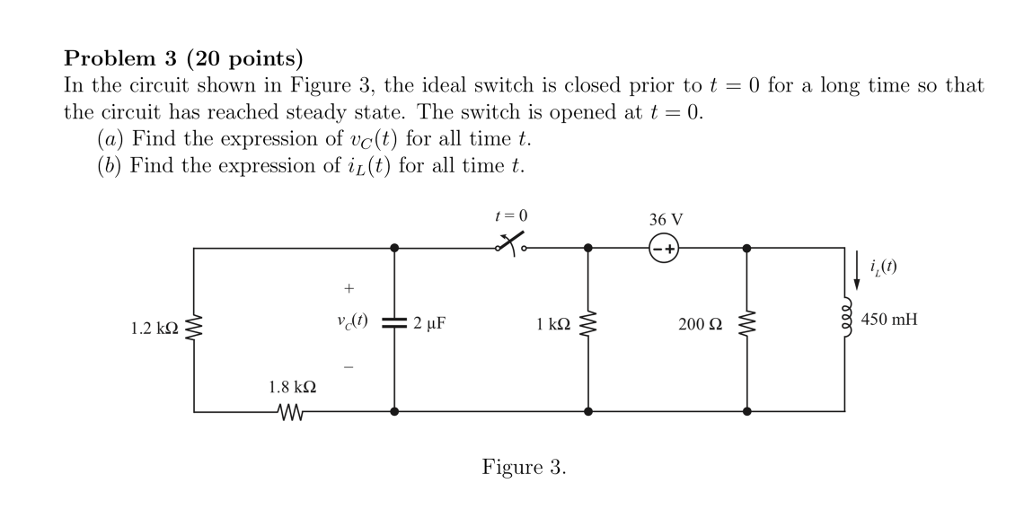 Solved Problem 3 (20 points) In the circuit shown in Figure | Chegg.com