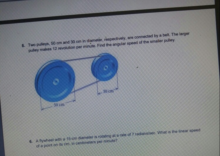 Solved Two pulleys, 50 cm and 30 cm in diameter,