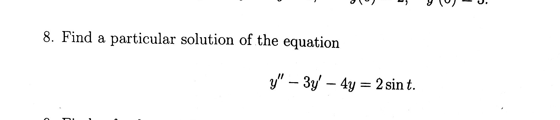 Solved Find A Particular Solution Of The Equation Y 3y 2173