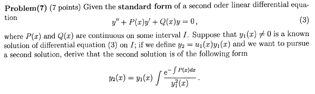 Solved Given the standard form of a second order linear | Chegg.com