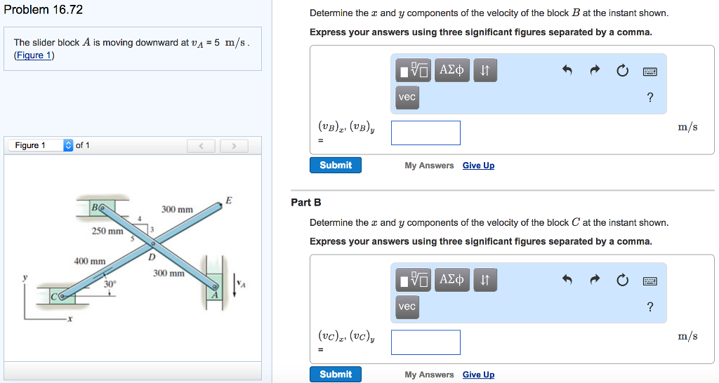 Solved The slider block A is moving downward at v_A = 5 m/s. | Chegg.com