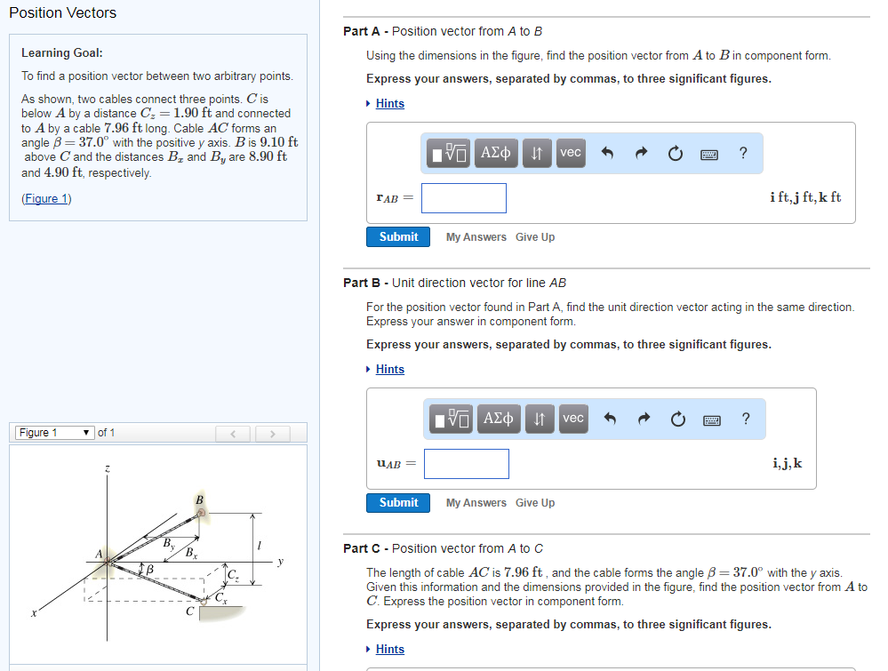 Solved To find a position vector between two arbitrary | Chegg.com