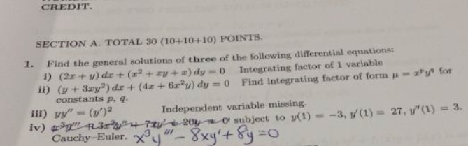 Solved Find the general solution of three of the following | Chegg.com