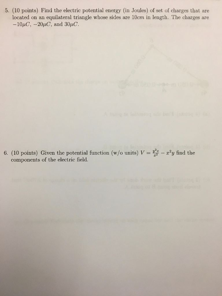 Solved 5. (10 points) Find the electric potential energy (in