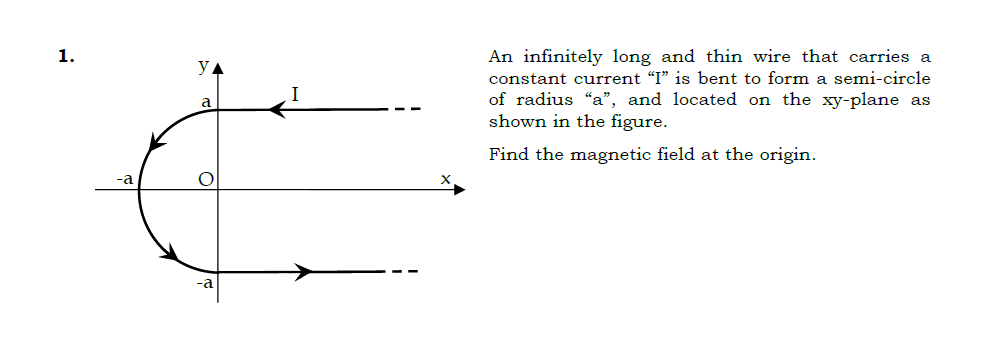 Solved 1. An infinitely long and thin wire that carries a | Chegg.com