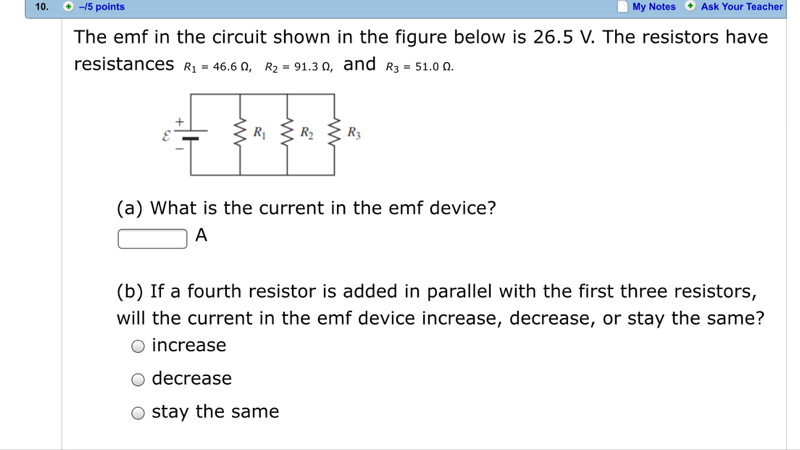 Solved The emf in the circuit shown in the figure below is | Chegg.com