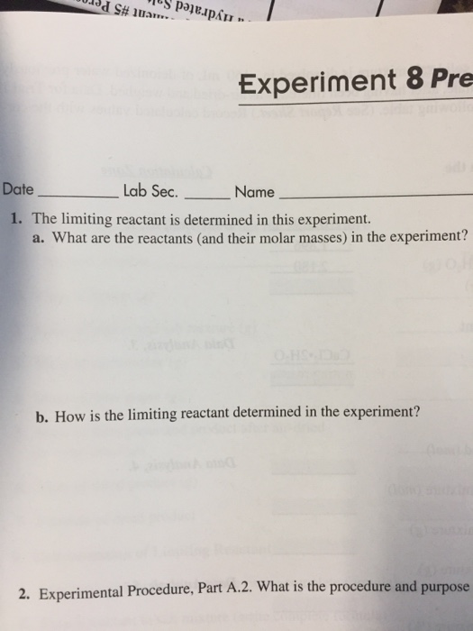 limiting reactant is determined in this experiment