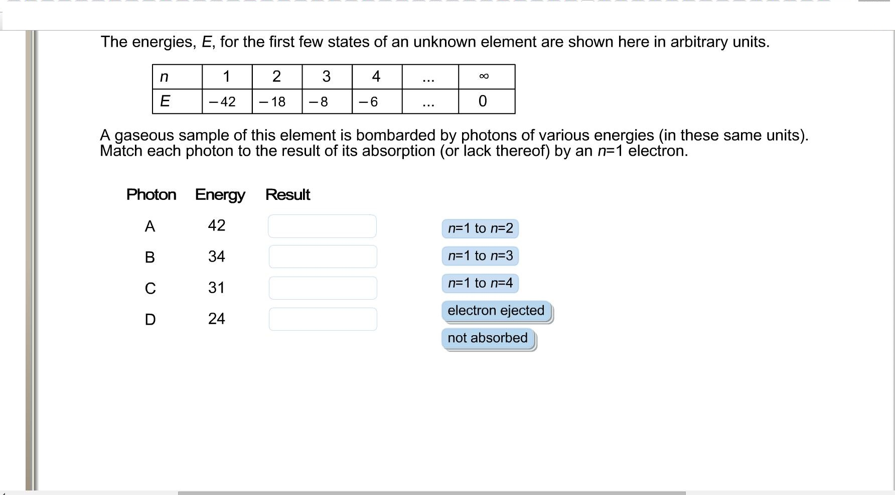Solved The energies, E, for the first few states of an | Chegg.com