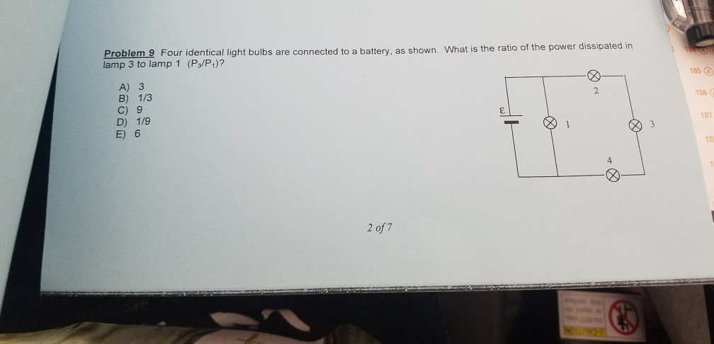 Solved Problem 9 Four Identical Light Bulbs Are Connected To | Chegg.com