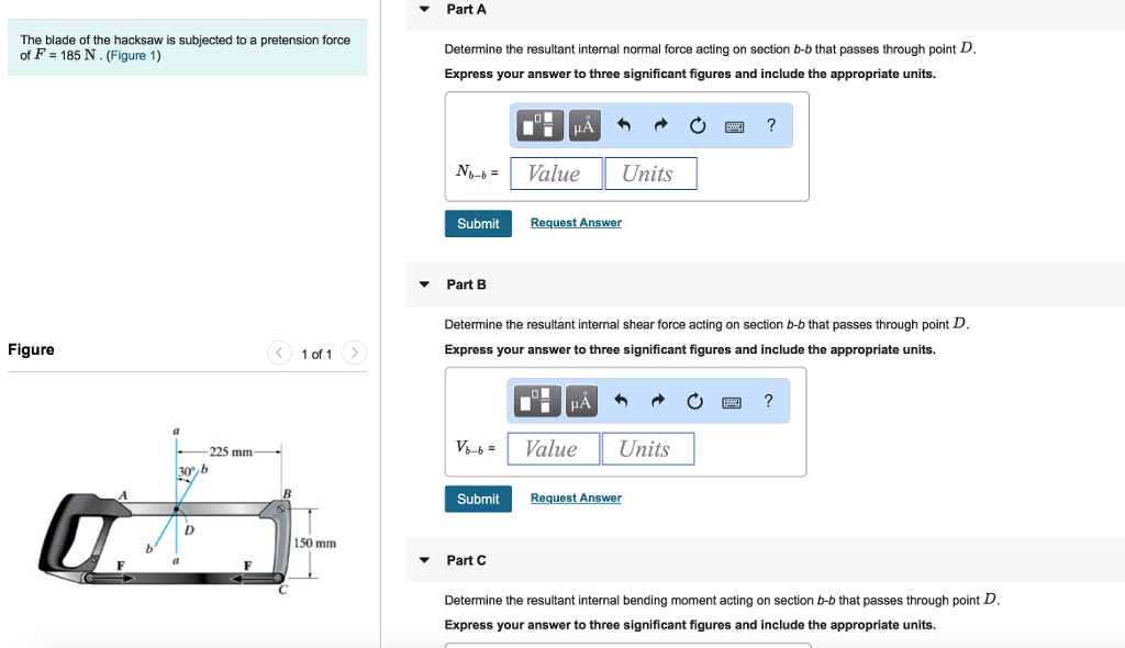 Solved Part A The Blade Of The Hacksaw Is Subjected To A 