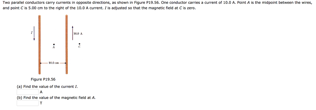 Solved Two parallel conductors carry currents in opposite | Chegg.com