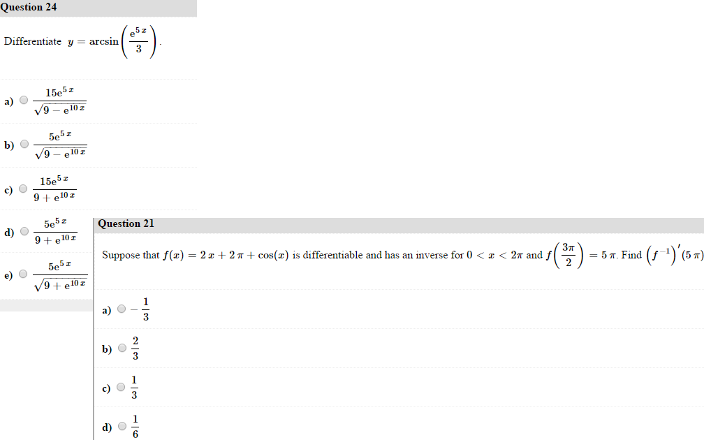 Solved Differentiate y = arcsin Question 21 Suppose that | Chegg.com
