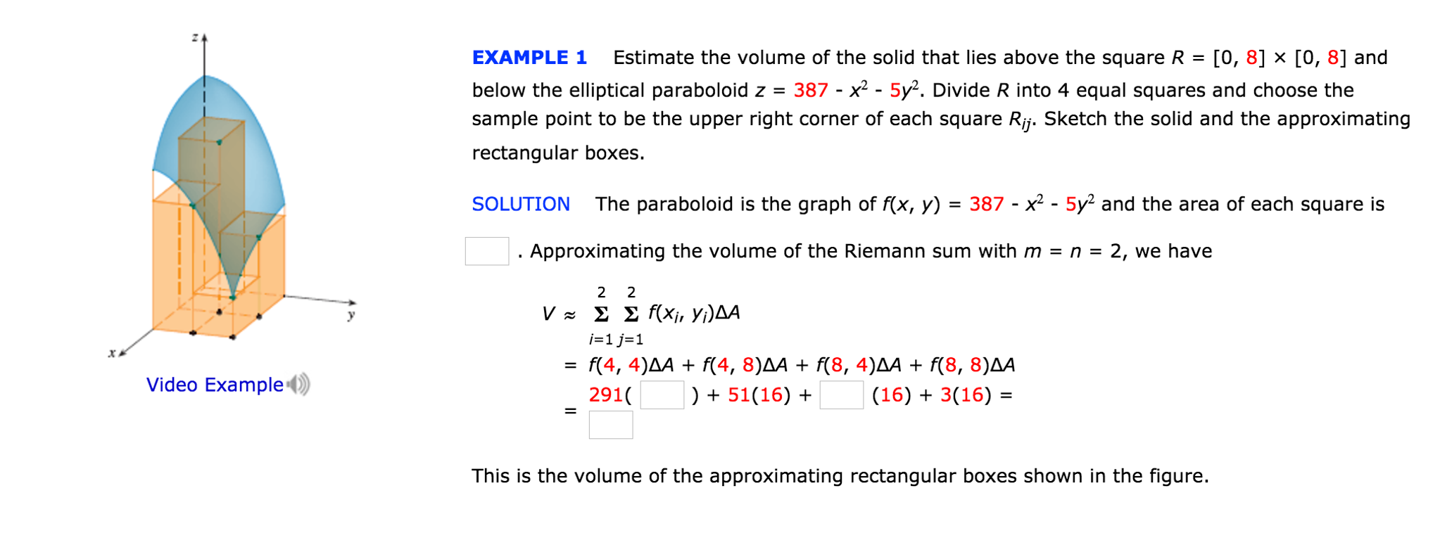 Solved EXAMPLE 1 Estimate the volume of the solid that lies | Chegg.com