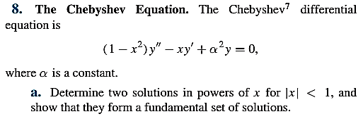 Solved 8. The Chebyshev Equation. The Chebyshev7