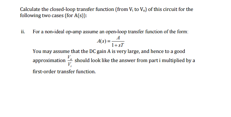 Solved Calculate the closed-loop transfer function (from V_1 | Chegg.com