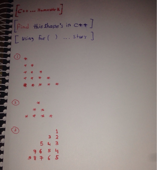 Solved Find this shape's in c++ using for ().. star's | Chegg.com