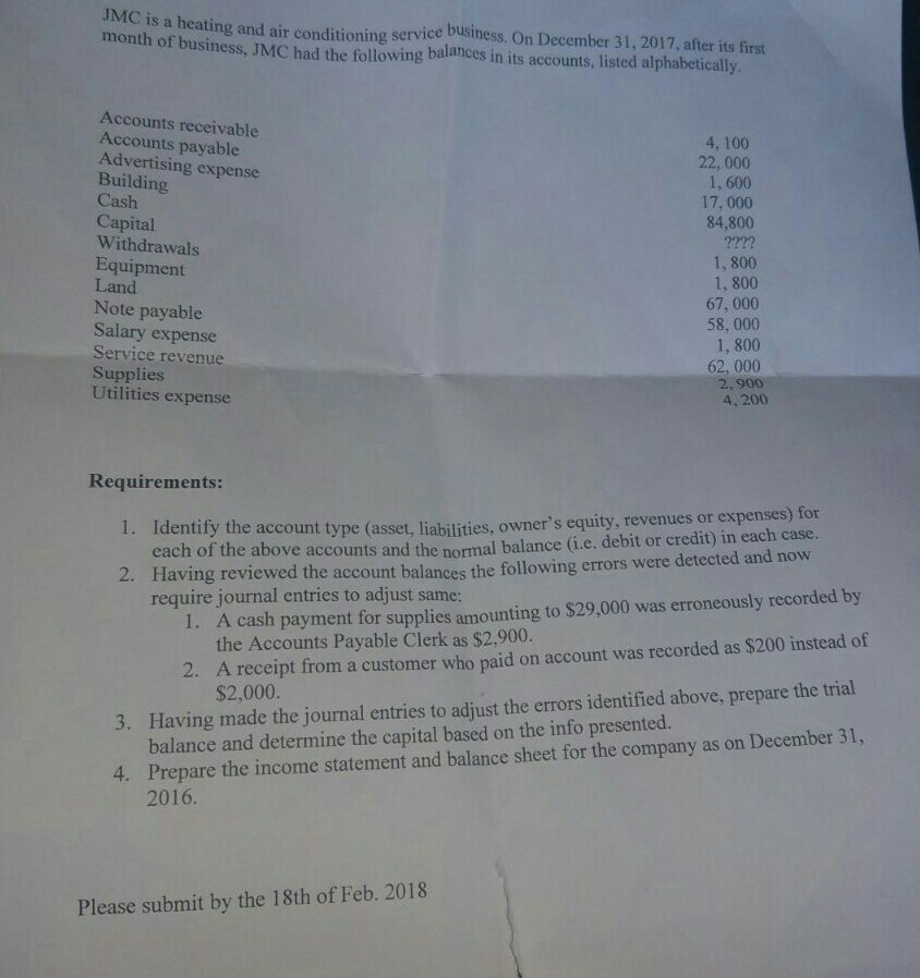 Solved JMC is a heating and air conditioning service