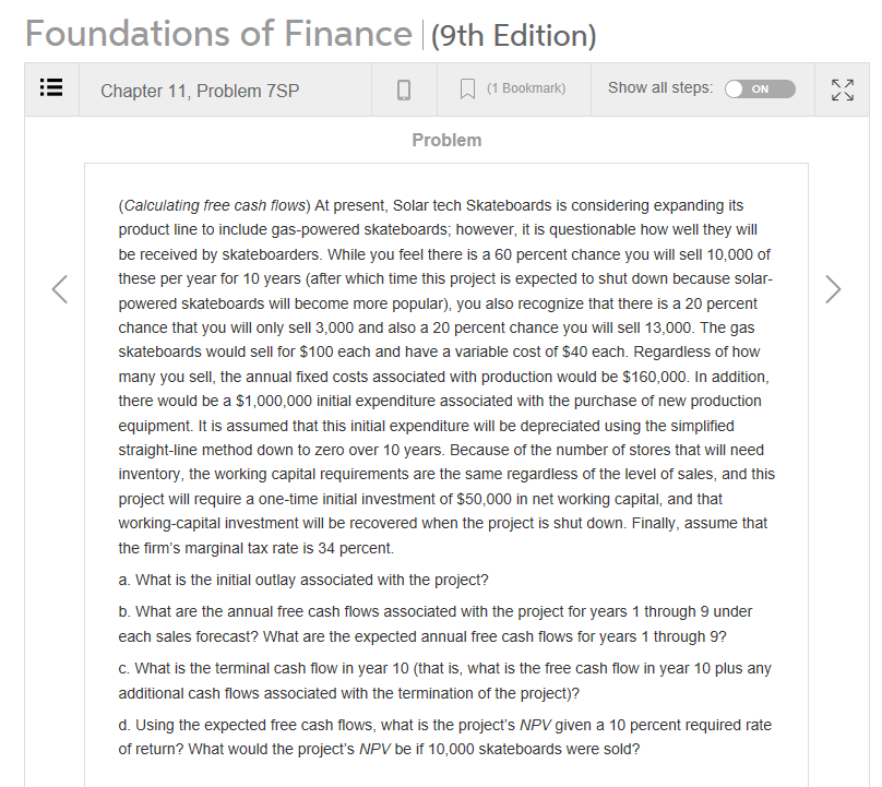 Solved Foundations Of Finance (9th Edition) Chapter 11, | Chegg.com