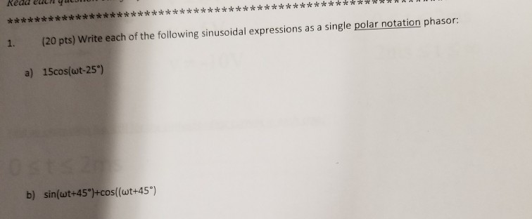 Solved Write each of the following sinusoidal expressions as | Chegg.com