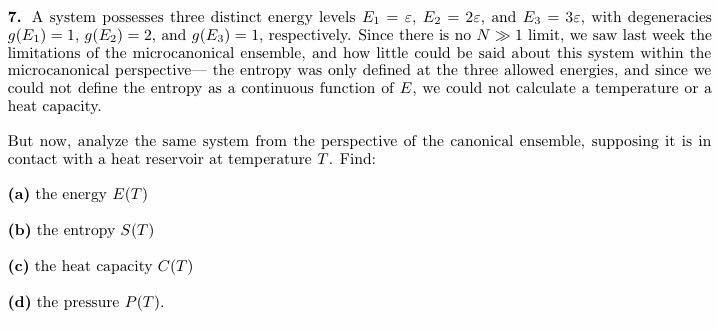 Solved A system possesses three distinct energy levels E_1 = | Chegg.com