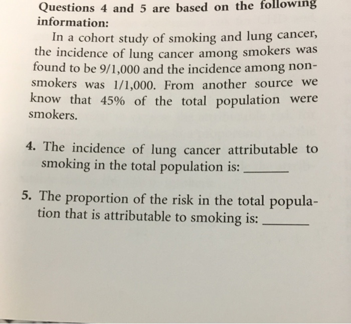 Solved In a cohort study of smoking and lung cancer, the