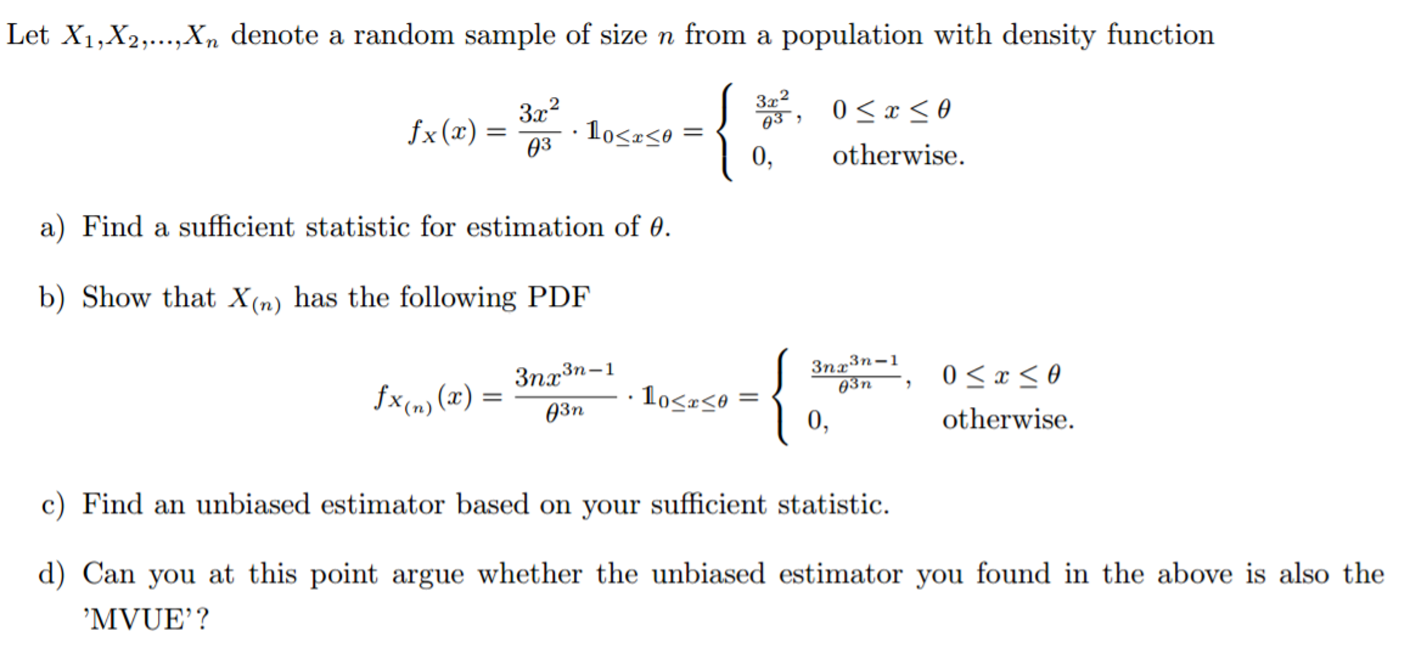 Solved Let X_1, X_2, ...; X_n Denote A Random Sample Of Size | Chegg.com