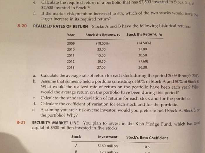Solved realized rates of return stocks a and b have the chegg