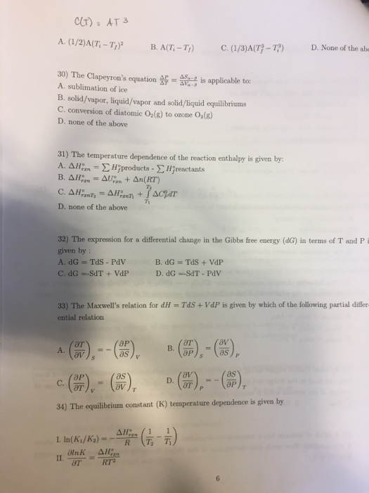 Solved The Clapeyton's equation delta P/delta T = delta | Chegg.com