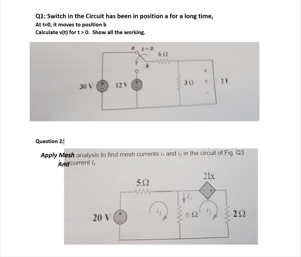 Solved Q1: Switch In The Circuit Has Been In Position A For | Chegg.com