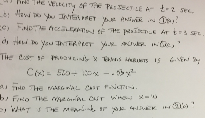 Solved Find the velocity of the projectile at t = Z sec. How | Chegg.com