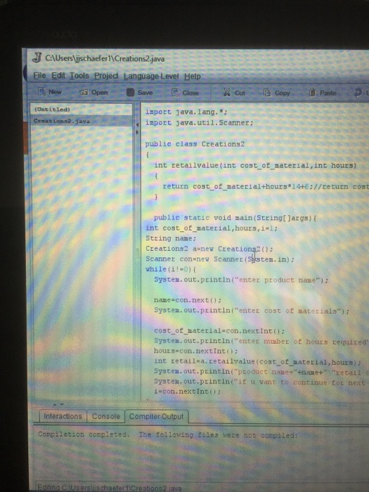 Solved CAUsers ijschaefer1\Creations2 java Eile Edit Tools | Chegg.com