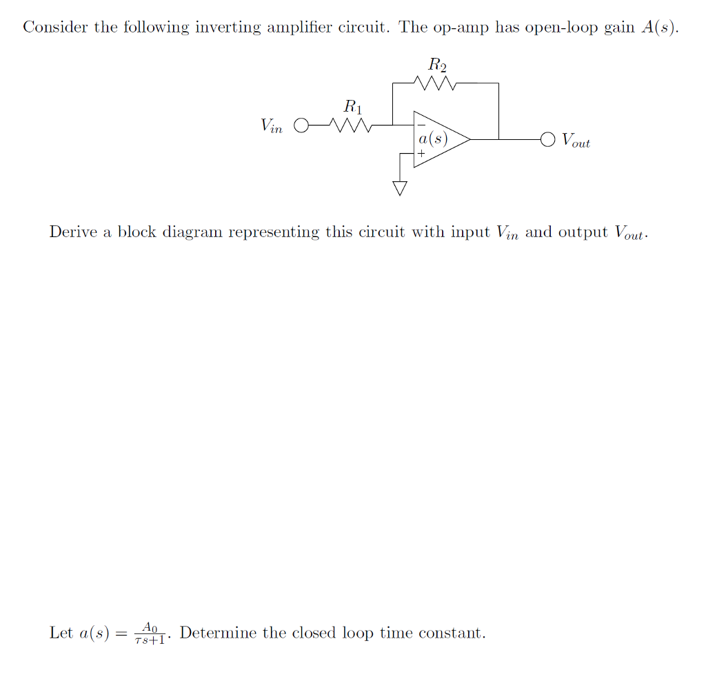 Solved Consider The Following Inverting Amplifier Circuit. | Chegg.com