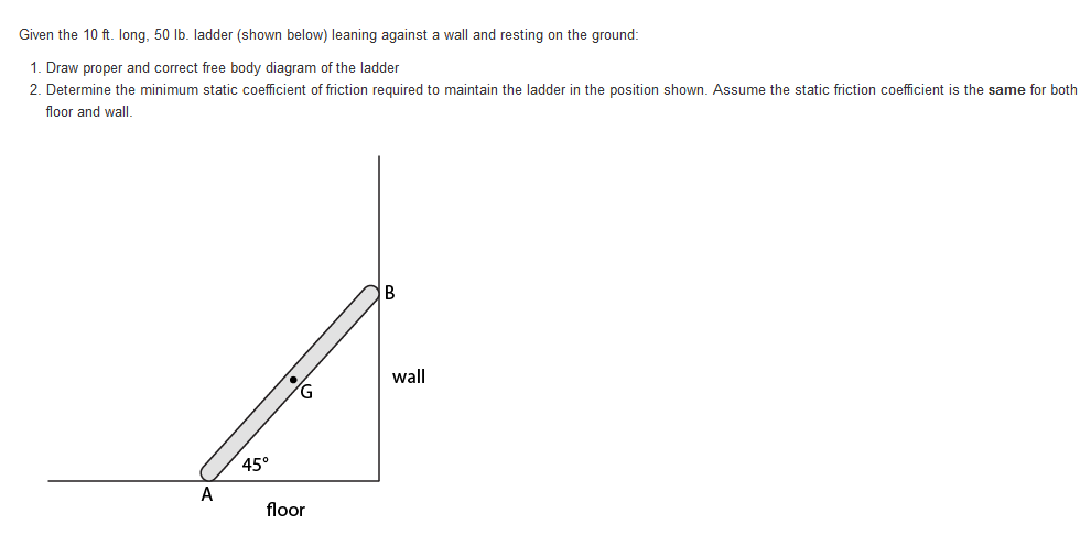 Solved I need help with this ladder against the wall | Chegg.com