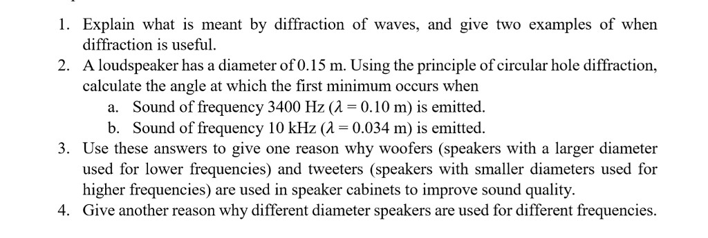 solved-1-explain-what-is-meant-by-diffraction-of-waves-and-chegg