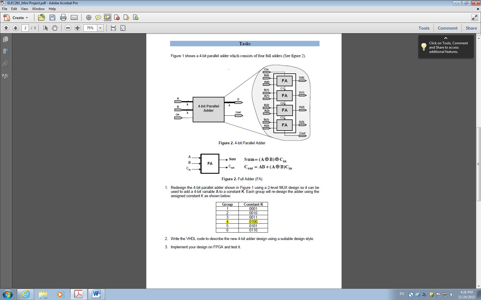 Solved Figure 1 Shows A 4-bit Parallel Adder Which Consists | Chegg.com