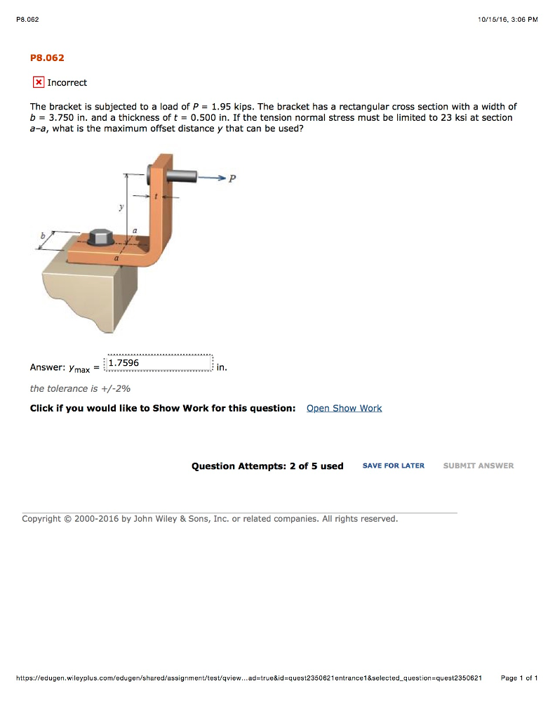 Solved Ive tried adding the axial and bending stress for te | Chegg.com