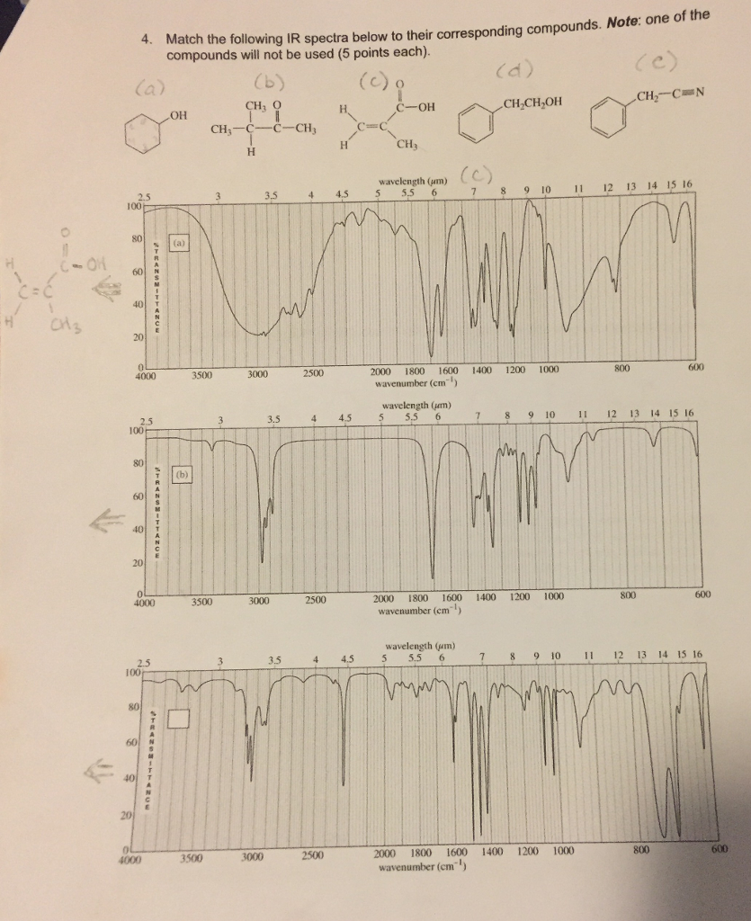 Solved Match the following IR spectra below to their | Chegg.com