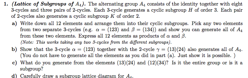 The Alternating Group A 4 Consists Of The Identity Chegg