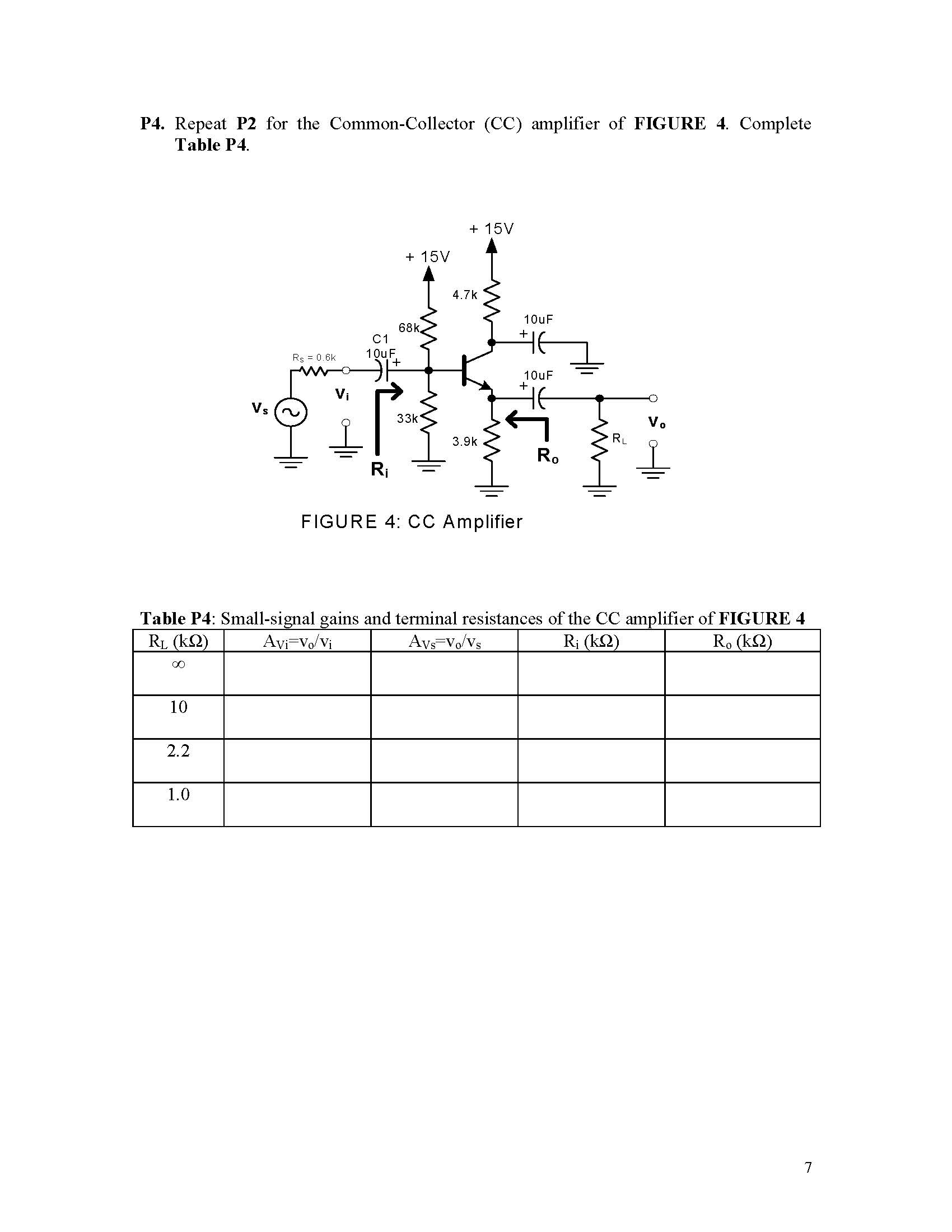 Solved Repeat P2 for the CommonCollector (CC) amplifier of  Chegg.com