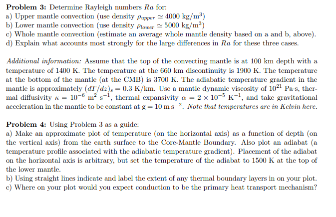 Solved Problem 3: Determine Rayleigh Numbers Ra For: A) | Chegg.com