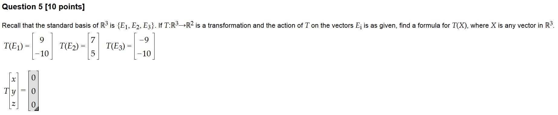Solved Recall that the standard basis of R^3 is {E_1, E_2, | Chegg.com